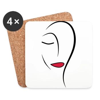 Line Art Face - Coasters (set of 4) - white - Front