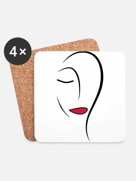 Line Art Face - Coasters (set of 4) - white
