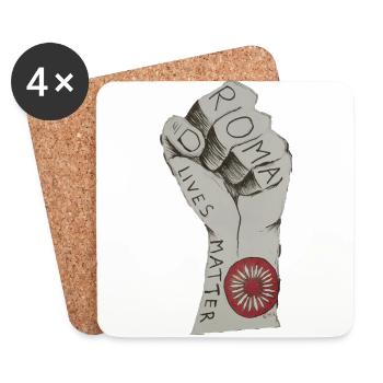 La nation rom vit compte NMK Handart Flag Poing - Dessous de verre (lot de 4) - blanc - Devant