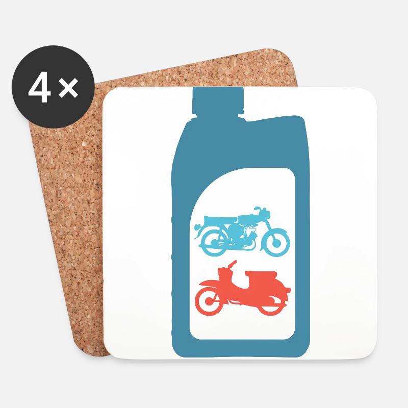 Gasoline mixture two-stroke design Simson DDR Schwalbe S51 - Coasters (set of 4) - white