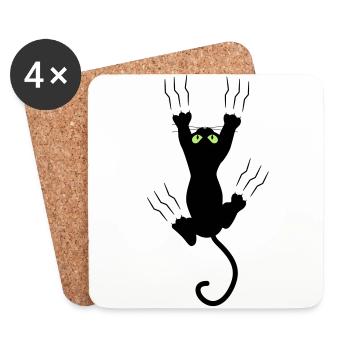 BAD BLACK CAT - Untersetzer (4er-Set) - Weiß - Vorne