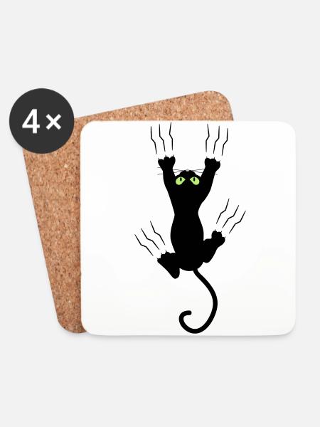 BAD BLACK CAT - Untersetzer (4er-Set) - Weiß