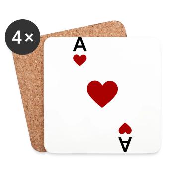 Carte à jouer as de cœur - Dessous de verre (lot de 4) - blanc - Devant