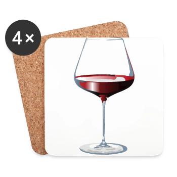 Glas Rotwein - Untersetzer (4er-Set) - Weiß - Vorne