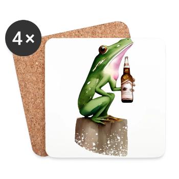Frog with beer - Coasters (set of 4) - white - Front