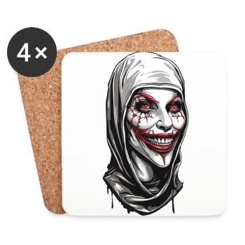 Grusel Nonne Horror und Ekel an Halloween - Untersetzer (4er-Set) - Weiß - Vorne