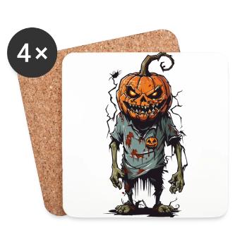 Zombie Kürbis Halloween Cartoon Monster - Untersetzer (4er-Set) - Weiß - Vorne
