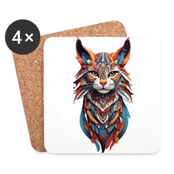 Boho Wildcats Spirit Design - Dessous de verre (lot de 4) - blanc - Devant