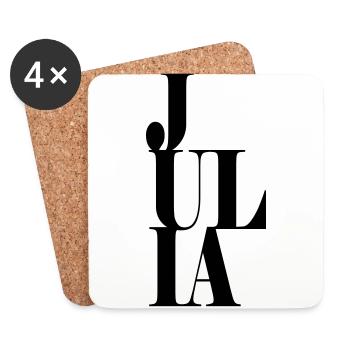 Julia Nom Prénom Police moderne Word Art - Dessous de verre (lot de 4) - blanc - Devant