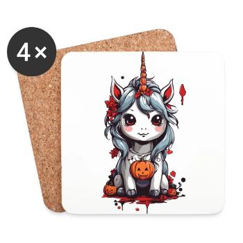 Chibi Halloween Einhorn Manga Art - Untersetzer (4er-Set) - Weiß - Vorne