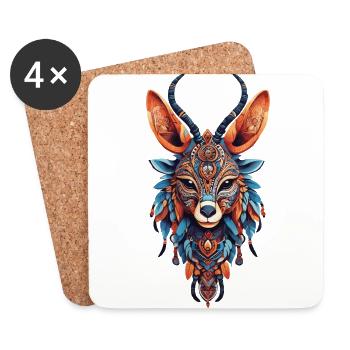 Afrikanische Gazelle Spirit Mandala Design - Untersetzer (4er-Set) - Weiß - Vorne