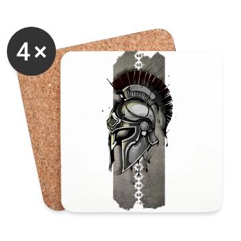 Wächter der Tapferkeit: Spartanischer Helm - Untersetzer (4er-Set) - Weiß - Vorne