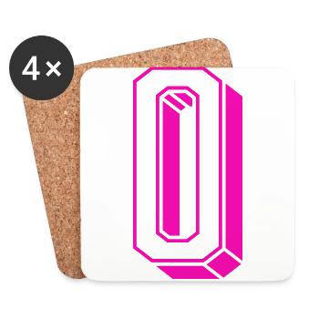Zahl Null - Nummer 0 pink Mädchen Trikotnummer - Untersetzer (4er-Set) - Weiß - Vorne