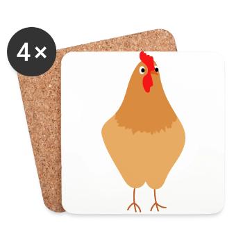 Cute Scary Chicken - Gift Idea - Coasters (set of 4) - white - Front