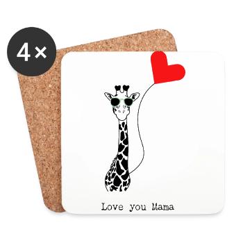 Coole Giraffe mit Herzluftballon - Geschenkidee - Untersetzer (4er-Set) - Weiß - Vorne
