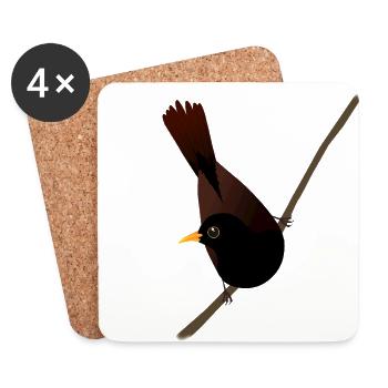 Amsel digital - Untersetzer (4er-Set) - Weiß - Vorne