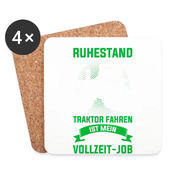Traktor Rentner Ruhestand Trecker Landwirt Opa - Untersetzer (4er-Set) - Weiß - Vorne