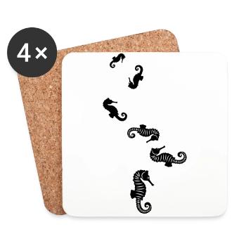 Hippocampe - Dessous de verre (lot de 4) - blanc - Devant
