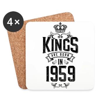 les rois naissent en 1959 - Dessous de verre (lot de 4) - blanc - Devant