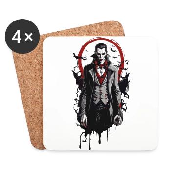 Vampire and Bat Halloween Mystic Design - Coasters (set of 4) - white - Front