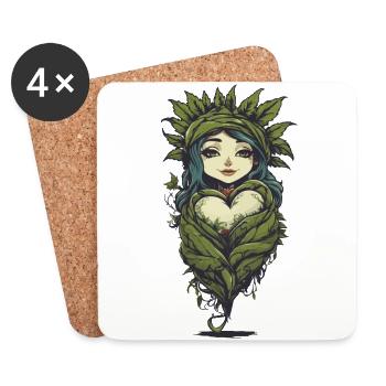Magische Pflanzenliebe Tattoo Style - Untersetzer (4er-Set) - Weiß - Vorne