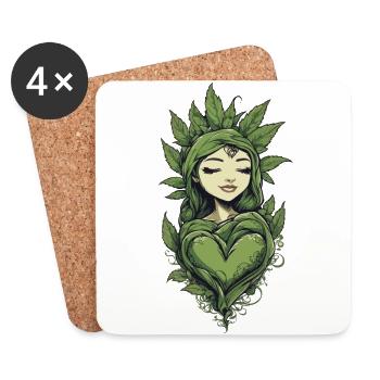 Coeur Plantes Esthétique Love Design - Dessous de verre (lot de 4) - blanc - Devant