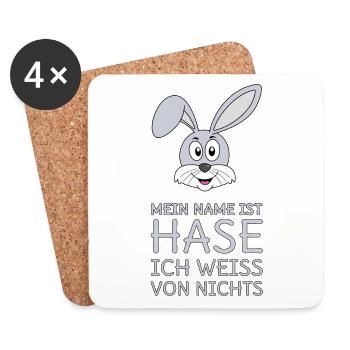 Hase Spruch Mein Name ist Hase Ich weiß von nichts - Untersetzer (4er-Set) - Weiß - Vorne