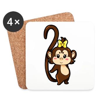 Paire de singes pour partenaires - Femelle - Dessous de verre (lot de 4) - blanc - Devant