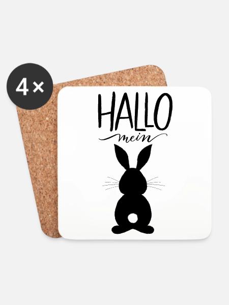 Hallo mein Hase - Untersetzer (4er-Set) - Weiß