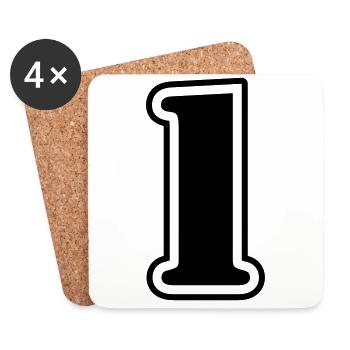 1 symbole numérique - Dessous de verre (lot de 4) - blanc - Devant