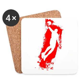 Basketball Air Man Rouge - Dessous de verre (lot de 4) - blanc - Devant