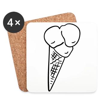 Waffle ice cream - Coasters (set of 4) - white - Front