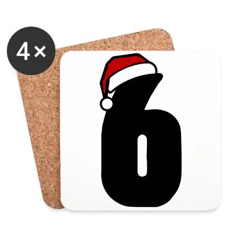 6 Zahl Weihnachten - Untersetzer (4er-Set) - Weiß - Vorne