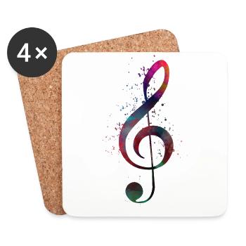 Musik-Universal-Taste - Untersetzer (4er-Set) - Weiß - Vorne