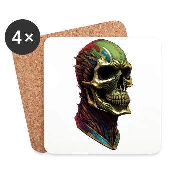 Une tête de mort sympathique - Dessous de verre (lot de 4) - blanc - Devant