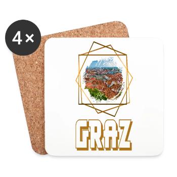 Graz Austria Skyline City Gold Home Love - Coasters (set of 4) - white - Front