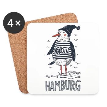 Hamburg Moin Möwe Matrose Kapitän Seemann Hafen - Untersetzer (4er-Set) - Weiß - Vorne