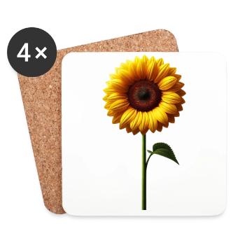 Sonnenblume Blumenranke Blume gelb blumig floral - Untersetzer (4er-Set) - Weiß - Vorne