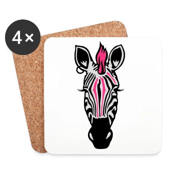 Zebra Punk with an earring - Coasters (set of 4) - white - Front