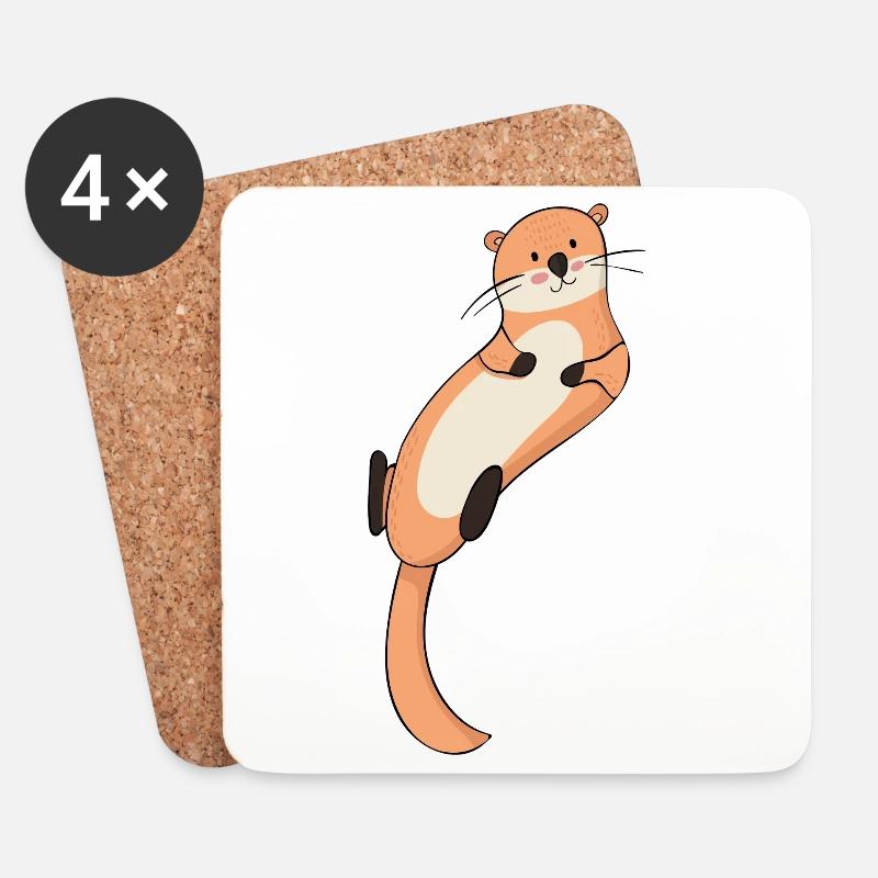 Otter - Untersetzer (4er-Set) - Weiß