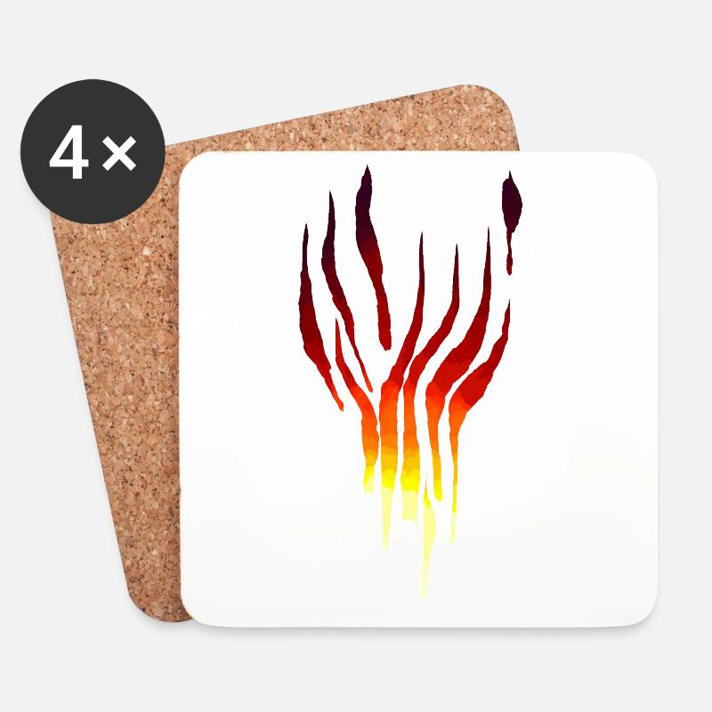 Flammen Tribal - Untersetzer (4er-Set) - Weiß