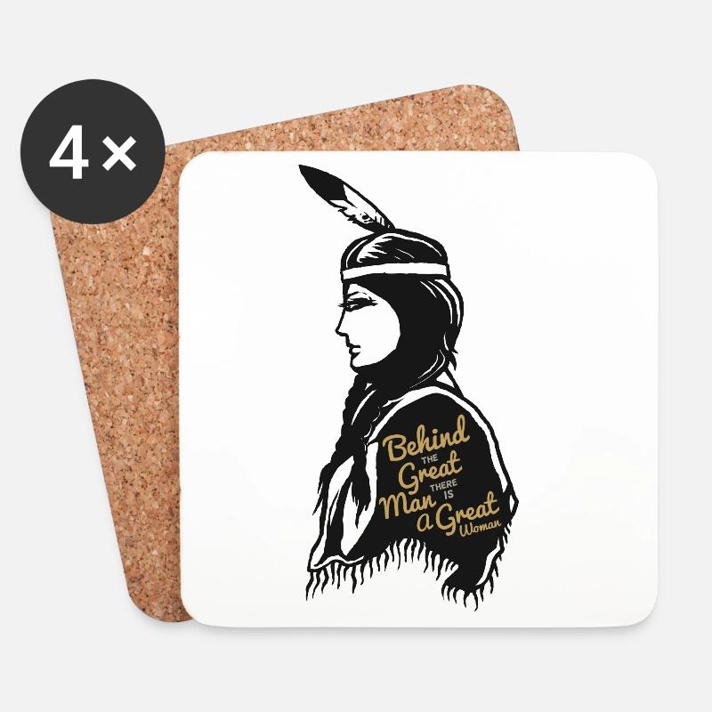 Indianer Frau - Untersetzer (4er-Set) - Weiß