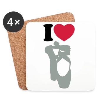 I love ballet - Ich liebe Ballett - Untersetzer (4er-Set) - Weiß - Vorne