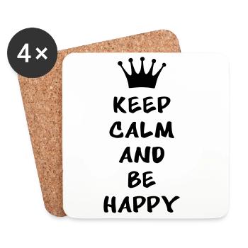 Keep calm and be happy - Coasters (set of 4) - white - Front