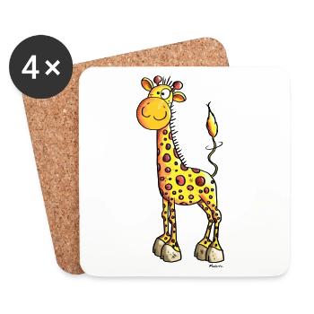 Süße Giraffe - Giraffen - Untersetzer (4er-Set) - Weiß - Vorne