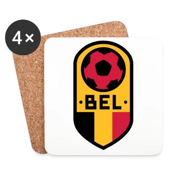 Belgien Fußball Abzeichen - Untersetzer (4er-Set) - Weiß - Vorne