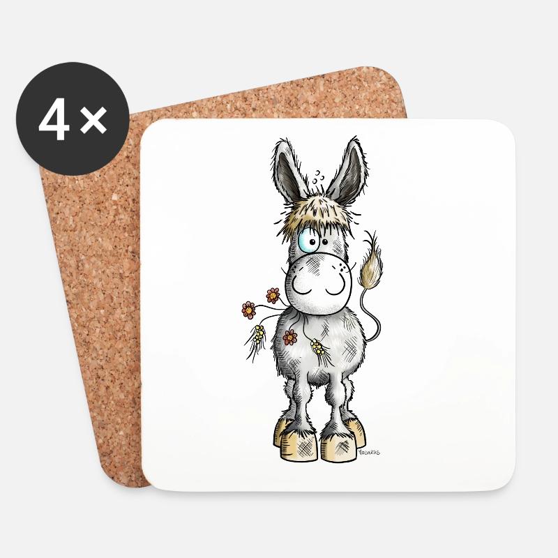 Cute Donkey - Coasters (set of 4) - white