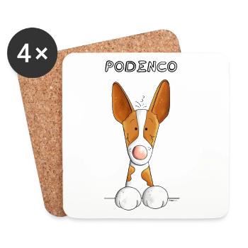 Abenteuerlustiger Podenco - Untersetzer (4er-Set) - Weiß - Vorne
