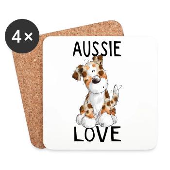 I Love Aussie - Australian Shepherd - Geschenk - Untersetzer (4er-Set) - Weiß - Vorne