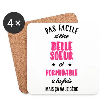 Belle Beau-Frère / Belle-Sœur / Beau Frere / Belle - Dessous de verre (lot de 4) - blanc - Devant